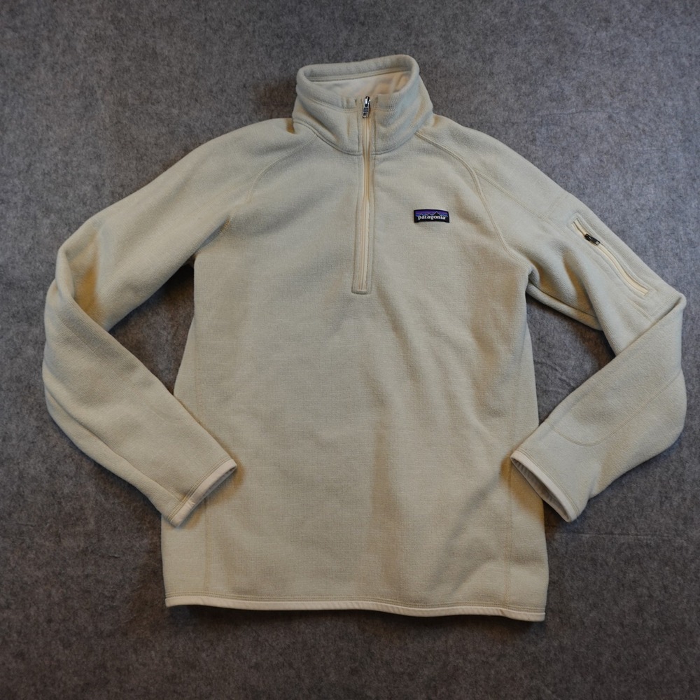 Patagonia Pullover Women Large Beige Better Sweater 1/4 Zip Fleece Pullover